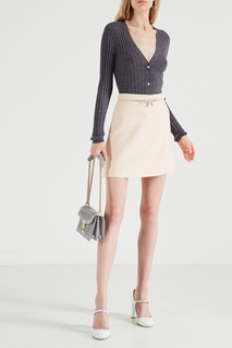 Фактурный кардиган серого цвета Miu Miu