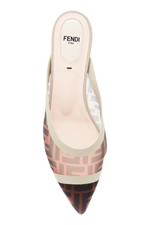 Коричневые бабуши с контрастной отделкой Fendi