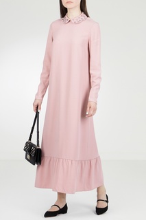 Розовое платье с кристаллами на воротнике RED Valentino