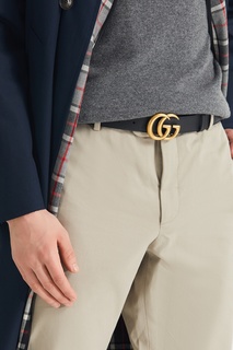 Черный кожаный ремень с пряжкой GG Gucci Man