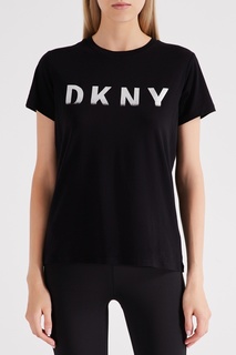 Черная футболка с логотипом Dkny