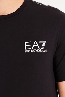 Черная футболка с фирменной отделкой EA7