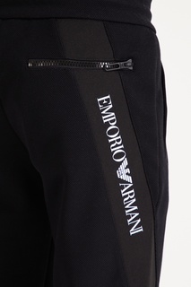 Черные брюки-джоггеры с комбинированной отделкой Emporio Armani