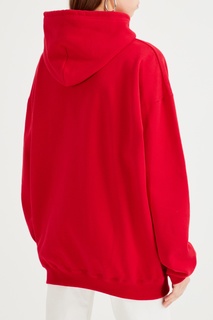 Красное худи с логотипом и карманом-кенгуру Balenciaga