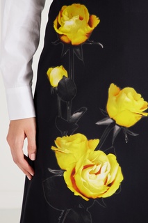 Черная юбка-миди с цветочным рисунком Prada