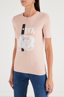 Розовая футболка с цветком Dirk Bikkembergs