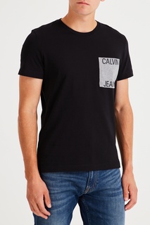 Черная футболка из хлопкового трикотажа Calvin Klein