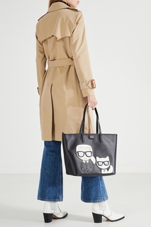 Черная сумка с фирменными аппликациями Karl Lagerfeld