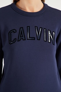 Синий свитшот с логотипом Calvin Klein