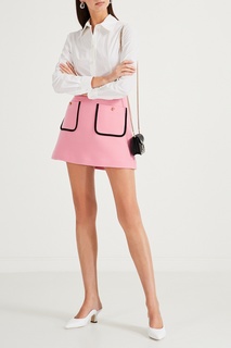 Розовая мини-юбка с контрастной отделкой Miu Miu