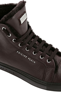 Коричневые кожаные кеды Philipp Plein