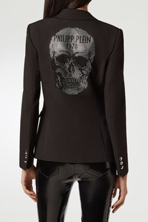 Графитовый пиджак с декором из стразов Philipp Plein