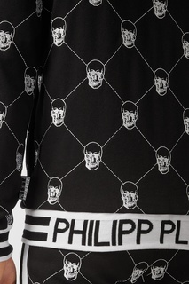 Черная олимпийка с белыми узорами Philipp Plein