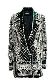 Бархатный пиджак, отделанный камнями Balmain