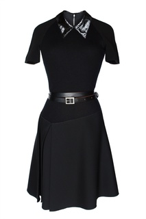 Платье с асимметричной юбкой и поясом Victoria Beckham