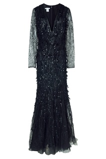 Черное платье из полиэстера Oscar de la Renta