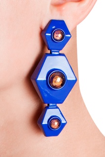 Геометрические серьги синего цвета Oscar de la Renta