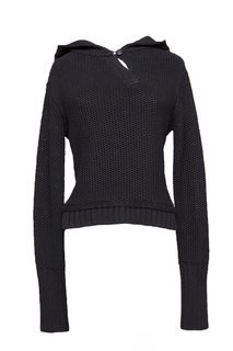 Черный хлопковый свитер с капюшоном Proenza Schouler