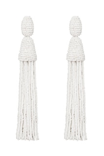 Белые клипсы из бисера Oscar de la Renta