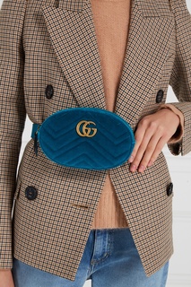 Бархатная сумка на пояс GG Marmont Gucci