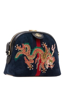 Замшевая сумка с драконом Ophidia Gucci