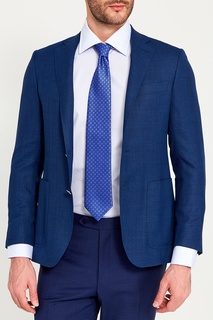 Синий жаккардовый галстук с цветами Canali