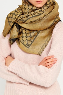 Шаль с золотистым узором Gucci