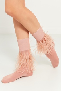 Розовые носки с перьями No.21