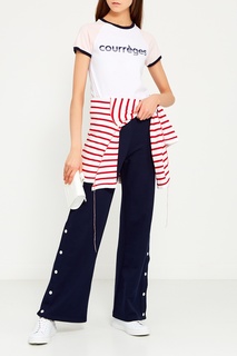 Синие трикотажные брюки с логотипом Courreges