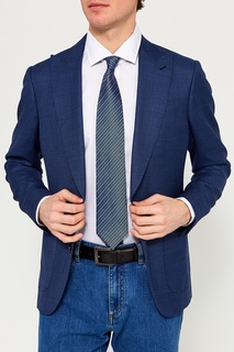 Синий шелковый галстук в полоску Ermenegildo Zegna