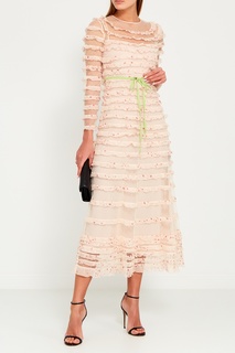 Полупрозрачное платье с оборками RED Valentino