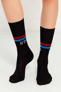 Черные хлопковые носки с полосками No.21