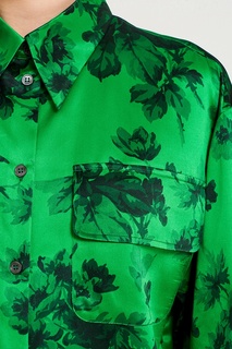 Зеленое платье-рубашка с цветами No.21