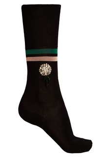 Черные хлопковые носки с кристаллами No.21