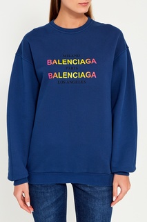 Синий свитшот с логотипами Balenciaga