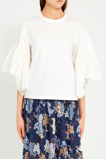 Хлопковая блузка с воланами на рукавах See By Chloé