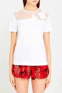 Белая футболка с объемным декором RED Valentino