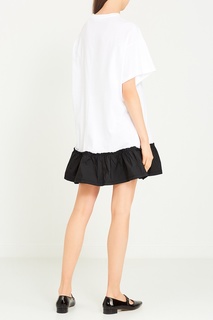 Белое платье с контрастным воланом RED Valentino