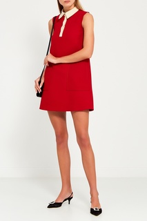 Красное платье с белым воротником RED Valentino
