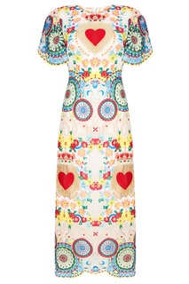 Платье-миди с разноцветной вышивкой Dolce & Gabbana