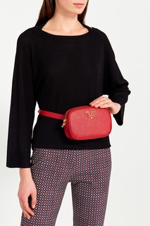 Поясная сумка из красной кожи Prada