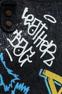 Кожаная сумка с принтом Graffiti Classic City S Balenciaga