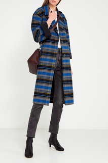 Синее шерстяное пальто в клетку Artem Krivda
