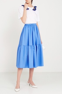Синяя хлопковая юбка с воланом Stella Mc Cartney