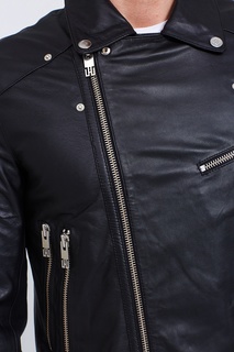 Черная кожаная куртка на молнии Les Hommes Urban