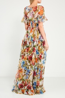 Платье из цветного шелка с воланами Dolce & Gabbana