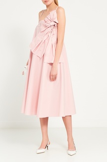 Розовое платье с драпированным воланом RED Valentino