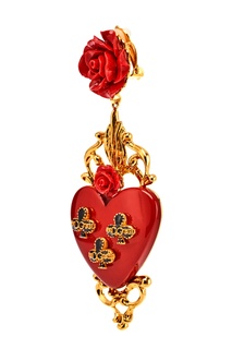 Серьги-клипсы с розами и сердцами Dolce & Gabbana