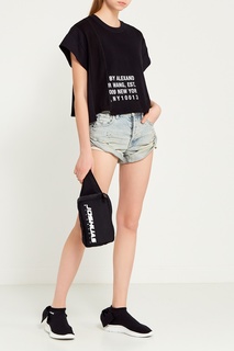 Черная хлопковая футболка с надписями Alexanderwang.T