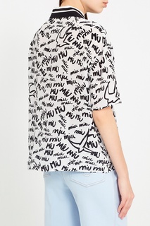 Шелковая блузка с контрастным принтом Miu Miu